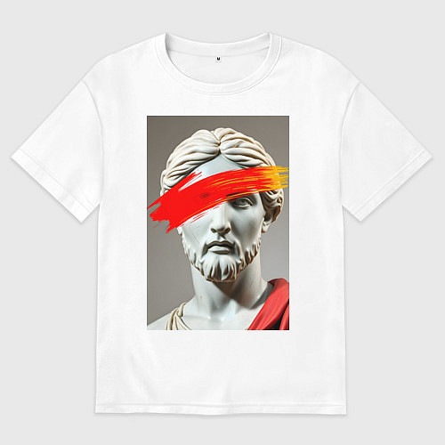 Женская футболка оверсайз Античная статуя с красным штрихом / Белый – фото 1