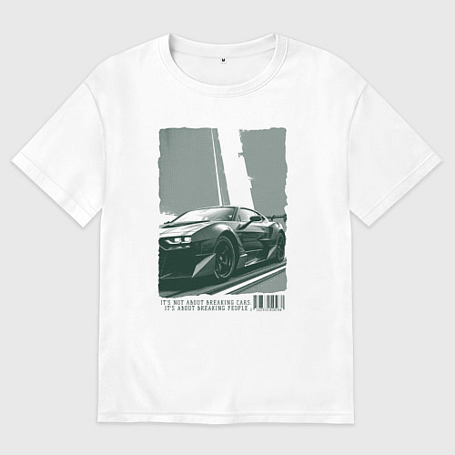 Женская футболка оверсайз Постер спорткара / Белый – фото 1
