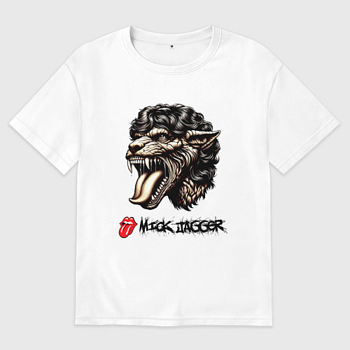 Женская футболка оверсайз Mick Jagger - stylization / Белый – фото 1