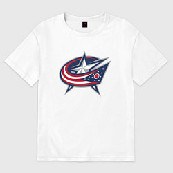 Футболка оверсайз женская Columbus blue jackets - hockey team - emblem, цвет: белый