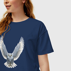 Футболка оверсайз женская Сова с расправленными крыльями, цвет: тёмно-синий — фото 2