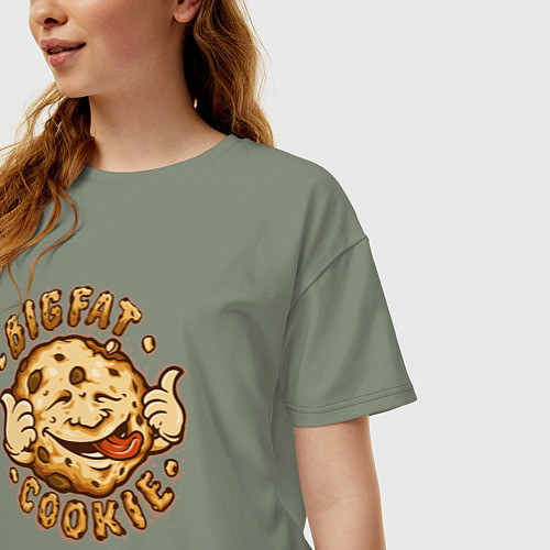 Женская футболка оверсайз Жирное печенько / Авокадо – фото 3