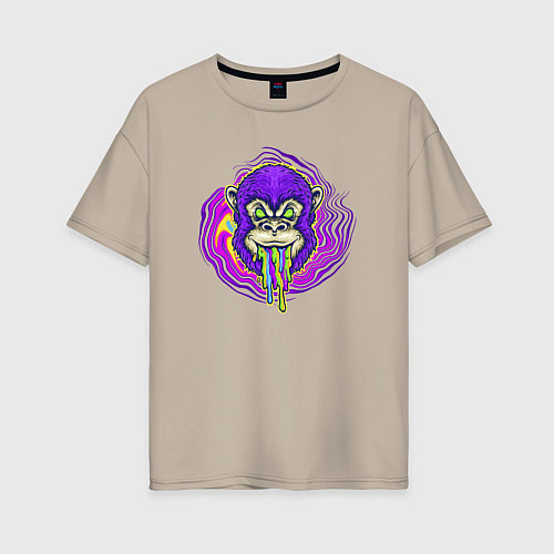Женская футболка оверсайз Purple monkey / Миндальный – фото 1