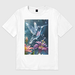 Женская футболка оверсайз Колибри у цветка