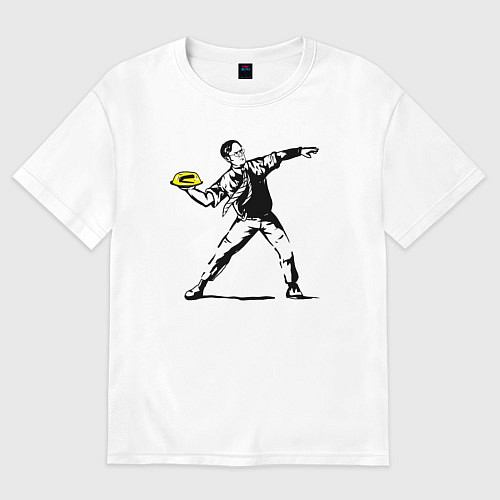 Женская футболка оверсайз Дуайт Шрут и желе / Белый – фото 1