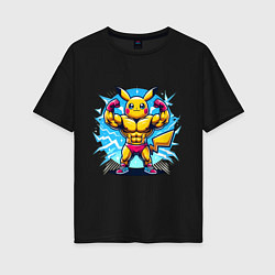 Футболка оверсайз женская Big Pikachu, цвет: черный