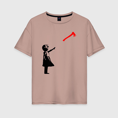 Женская футболка оверсайз Девочка и топор / Пыльно-розовый – фото 1