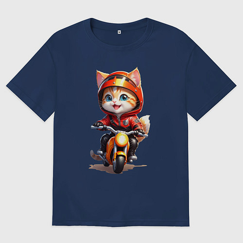 Женская футболка оверсайз Мотокиса / Тёмно-синий – фото 1