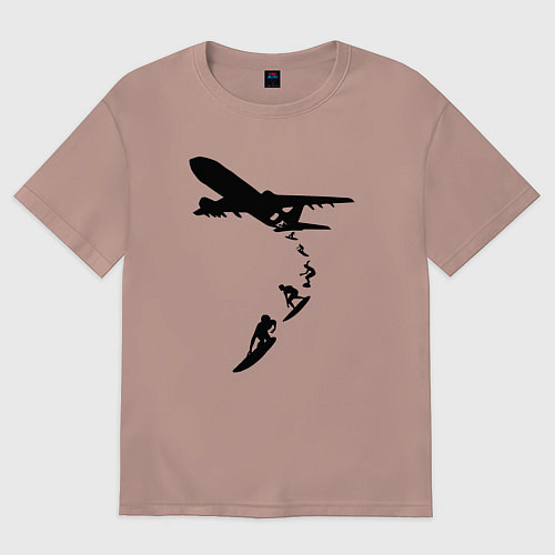 Женская футболка оверсайз Surfer plane / Пыльно-розовый – фото 1