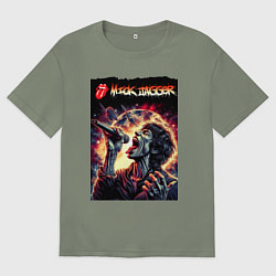 Футболка оверсайз женская Rolling Stones singer Mick Jagger, цвет: авокадо