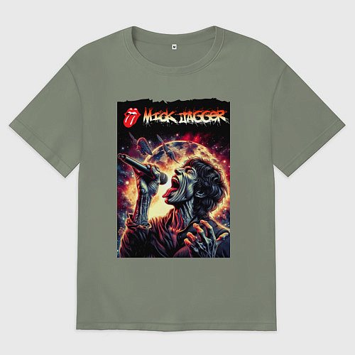 Женская футболка оверсайз Rolling Stones singer Mick Jagger / Авокадо – фото 1