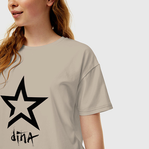 Женская футболка оверсайз Dina - star / Миндальный – фото 3