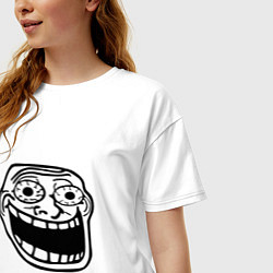 Футболка оверсайз женская Омега тролл фейс мем, цвет: белый — фото 2