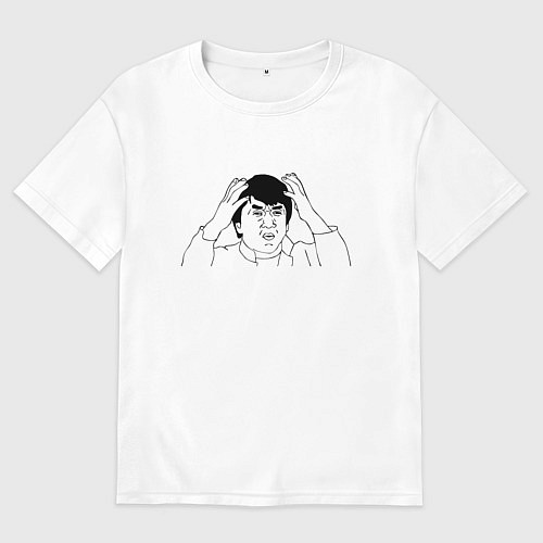 Женская футболка оверсайз Джеки Чан мем / Белый – фото 1