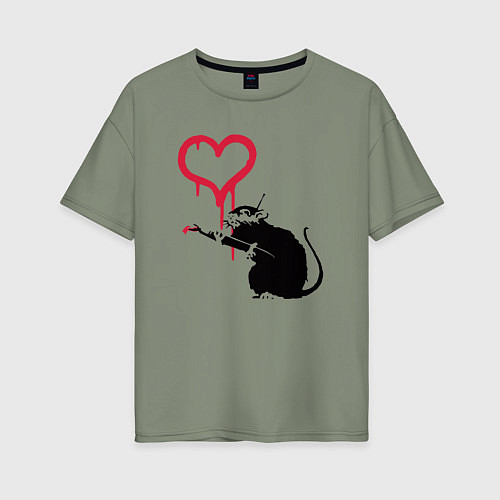 Женская футболка оверсайз Rat heart / Авокадо – фото 1