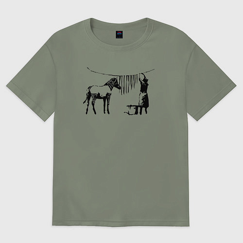 Женская футболка оверсайз Banksy zebra / Авокадо – фото 1