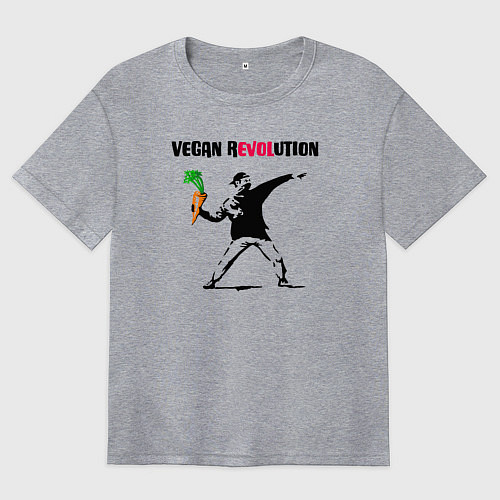 Женская футболка оверсайз Love vegan / Меланж – фото 1