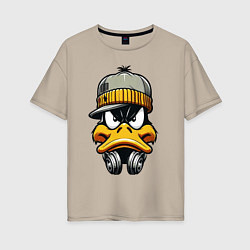 Женская футболка оверсайз Duffy Duck in headphones