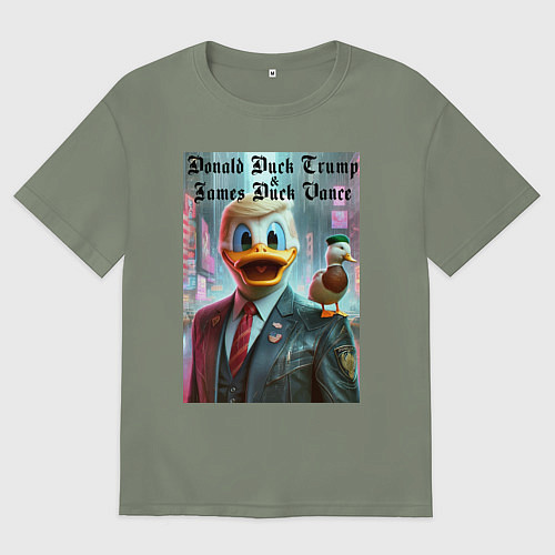 Женская футболка оверсайз Donald Duck Trump and James Duck Vance / Авокадо – фото 1