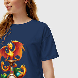 Футболка оверсайз женская Весы в тени дракона, цвет: тёмно-синий — фото 2