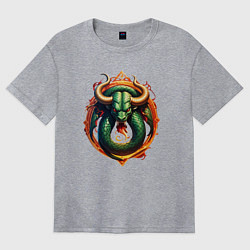 Футболка оверсайз женская Телец в тени змеи, цвет: меланж