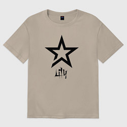 Футболка оверсайз женская Лилия - звезда, цвет: миндальный