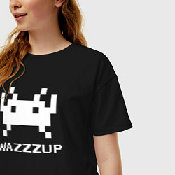 Футболка оверсайз женская Space invader wazzzup, цвет: черный — фото 2