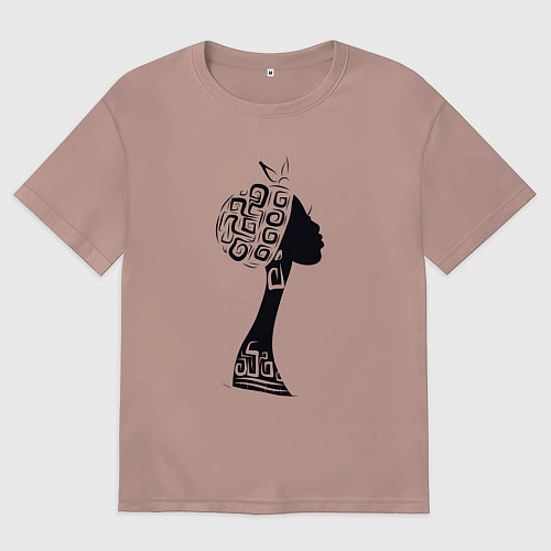 Женская футболка оверсайз Black woman / Пыльно-розовый – фото 1