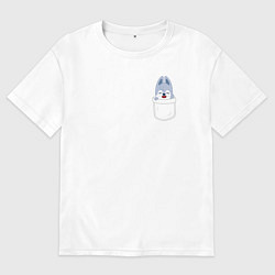Футболка оверсайз женская Wolf Chan in pocket, цвет: белый