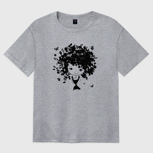 Женская футболка оверсайз Милая весенняя девчонка / Меланж – фото 1