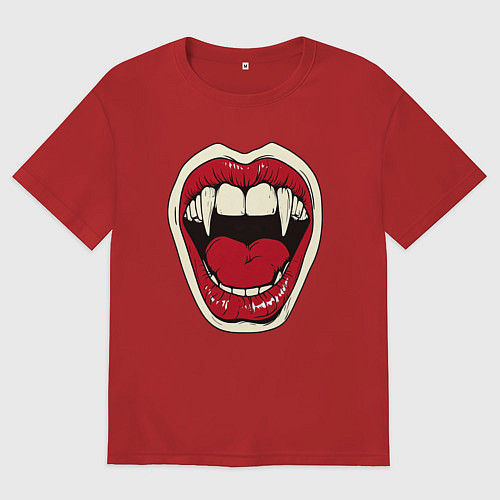 Женская футболка оверсайз Клыки вампира / Красный – фото 1