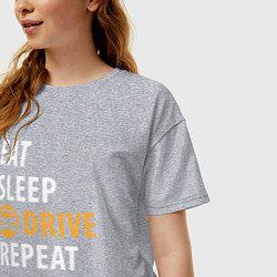 Футболка оверсайз женская Eat sleep drive, цвет: меланж — фото 2