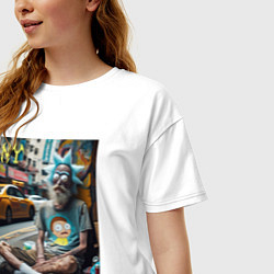 Футболка оверсайз женская Rick Sanchez is a hippie from New York, цвет: белый — фото 2