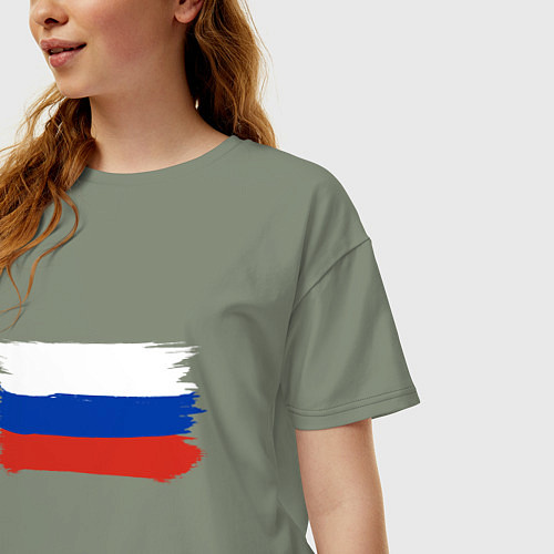 Женская футболка оверсайз Флаг россии нарисованный / Авокадо – фото 3