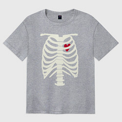 Футболка оверсайз женская Сердце в скелете, цвет: меланж