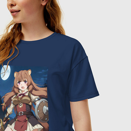 Женская футболка оверсайз Рафталия сражается в ночи / Тёмно-синий – фото 3