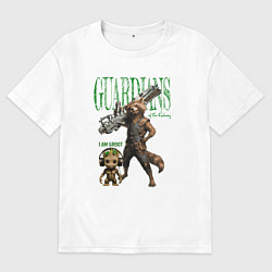 Футболка оверсайз женская Малыш грут и енот ракета из стражи галактики, цвет: белый