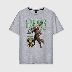 Футболка оверсайз женская Малыш грут и енот ракета из стражи галактики, цвет: меланж
