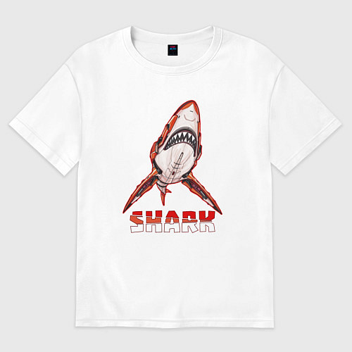 Женская футболка оверсайз Акула киборг / Белый – фото 1