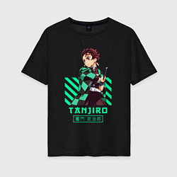 Женская футболка оверсайз Клинок рассекающий демонов Tanjiro