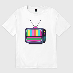 Футболка оверсайз женская Старый телевизор, цвет: белый