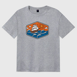 Женская футболка оверсайз Кораблик в океане