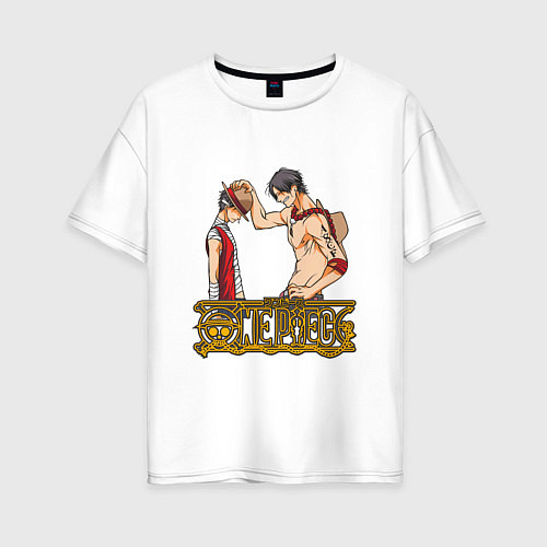 Женская футболка оверсайз Ванпис Луффи старший / Белый – фото 1
