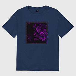 Женская футболка оверсайз Самурай неоновый киборг