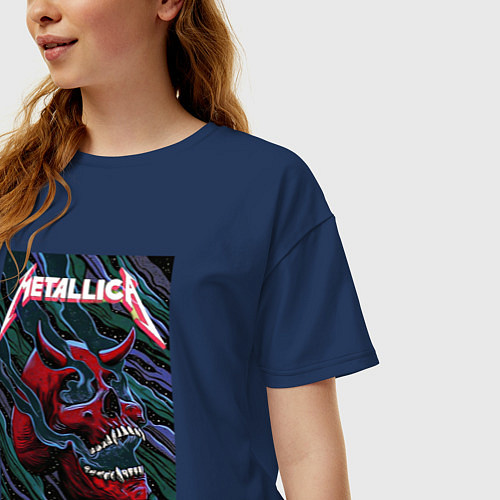 Женская футболка оверсайз Metallica The Unforgiven II / Тёмно-синий – фото 3