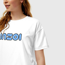 Футболка оверсайз женская Inzoi синий логотип, цвет: белый — фото 2