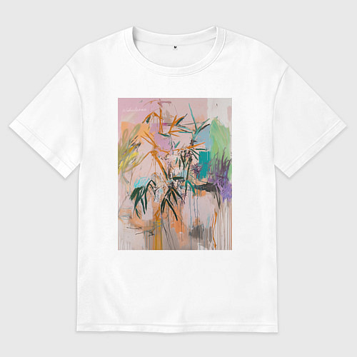 Женская футболка оверсайз Пастельная тропическая абстракция / Белый – фото 1