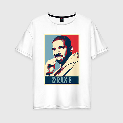 Женская футболка оверсайз Drake obey / Белый – фото 1