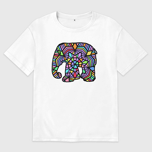 Женская футболка оверсайз Цветной слоник / Белый – фото 1