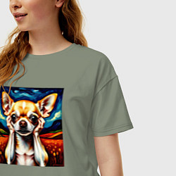 Футболка оверсайз женская Крик Чихуахуа в шоке, цвет: авокадо — фото 2